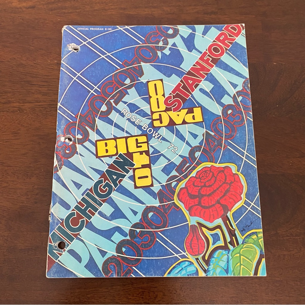 Vtg Rare Rose Bowl 1972 Michigan Vs Stanford Official College Football Program